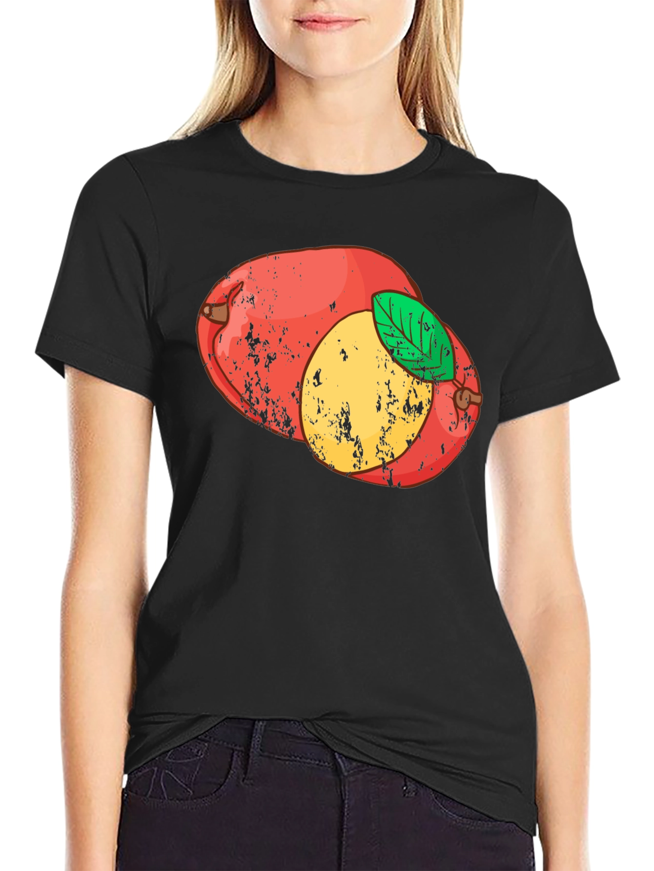 Retro Mango Graphic Tee - Black Cotton T-Shirt