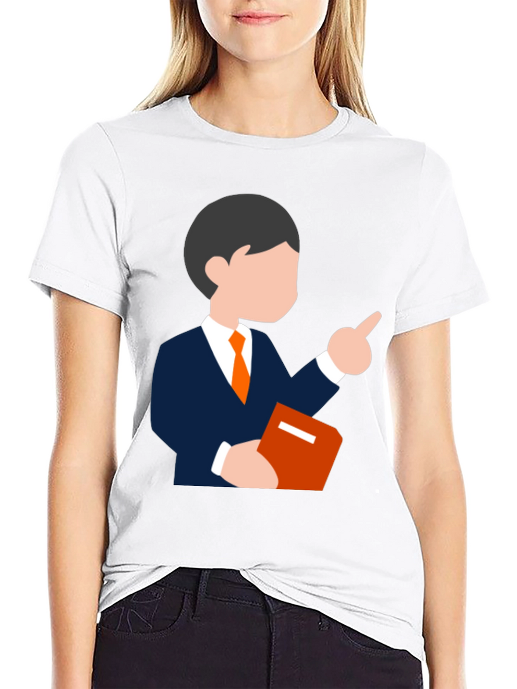 Cartoon Teacher Graphic Tee - Black T-Shirt