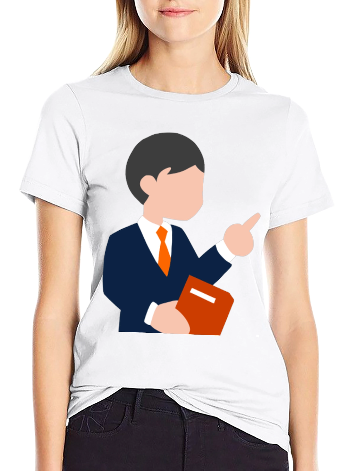 Cartoon Teacher Graphic Tee - Black T-Shirt