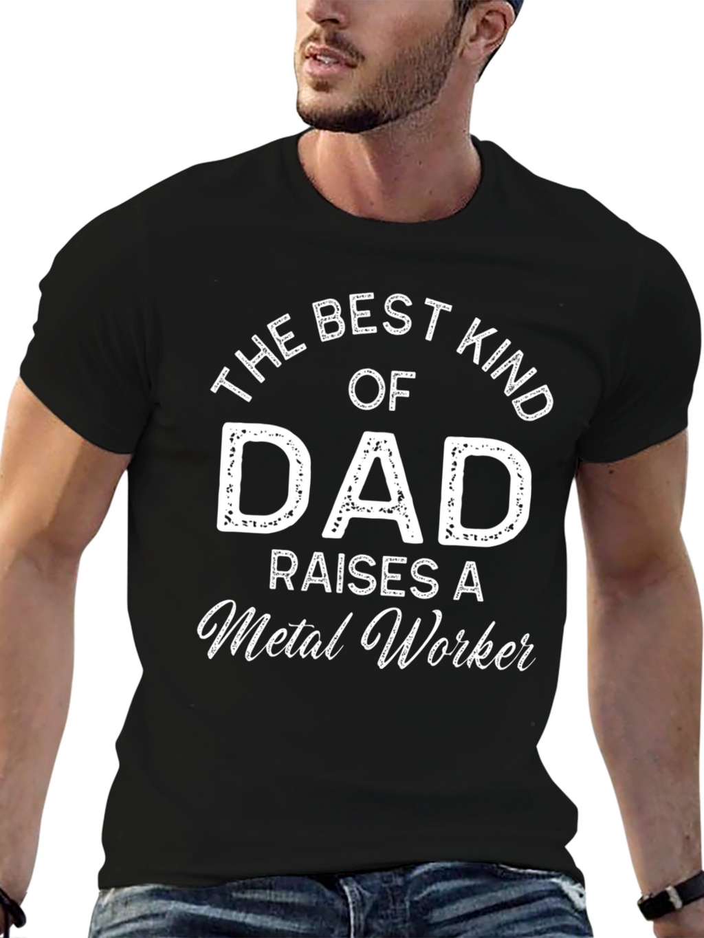 Best Kind of Dad Metal Worker Black T-Shirt