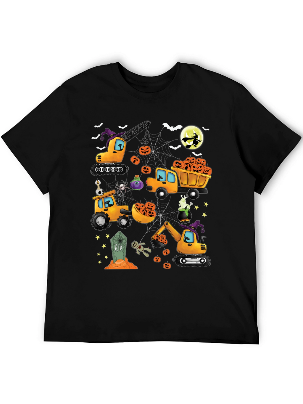 Halloween Construction Trucks Graphic T-Shirt