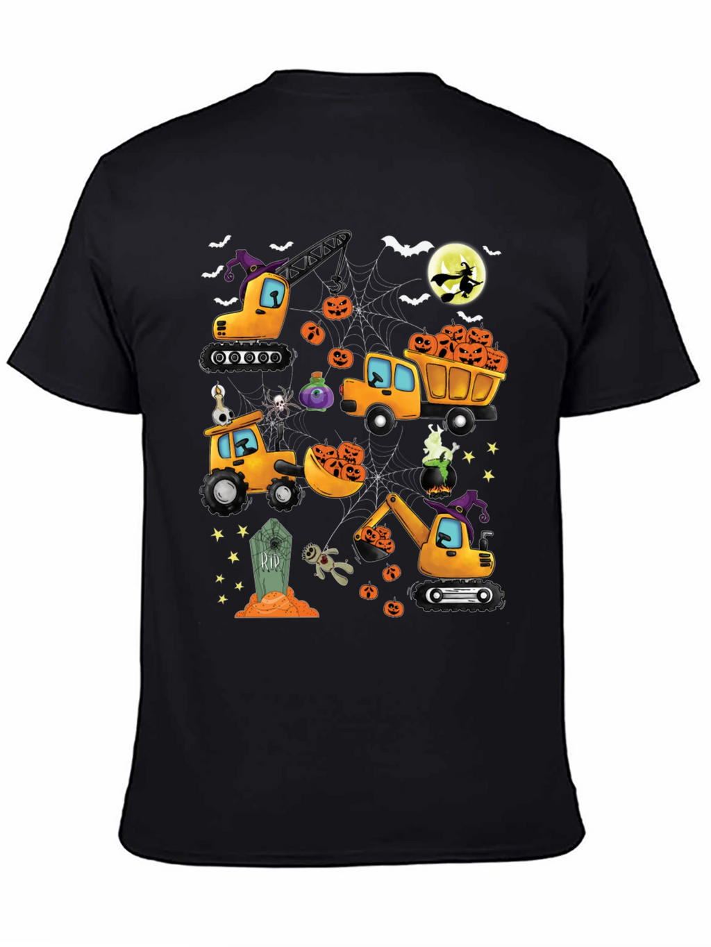 Halloween Construction Trucks Graphic T-Shirt