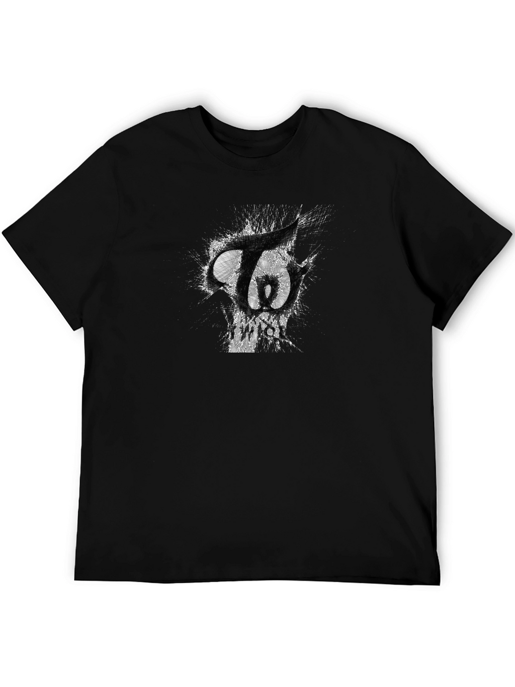 Black T-Shirt with Abstract Graphic Print