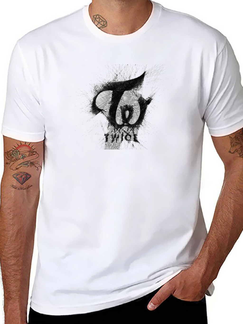 Black T-Shirt with Abstract Graphic Print