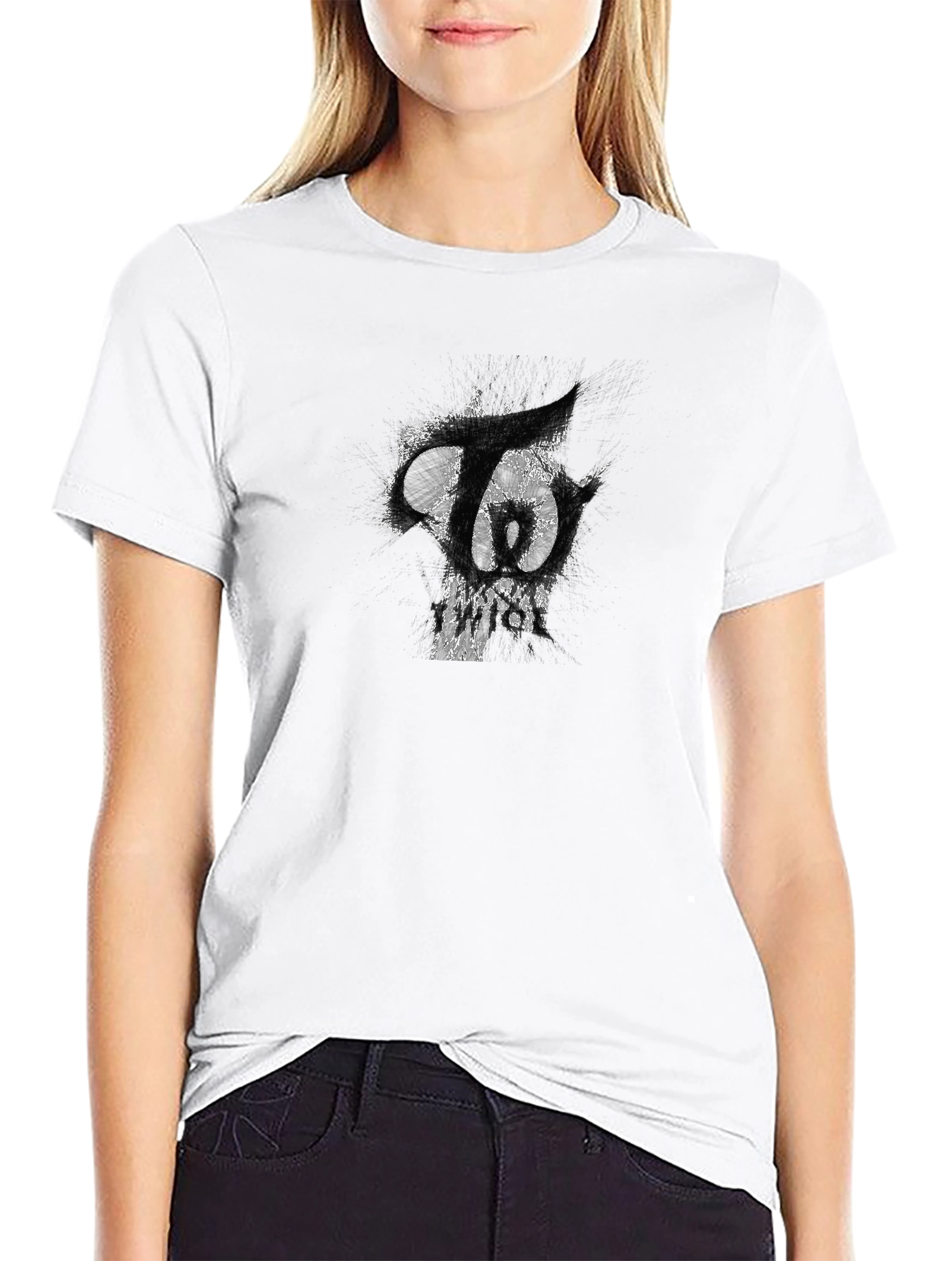 Black T-Shirt with Abstract Graphic Print