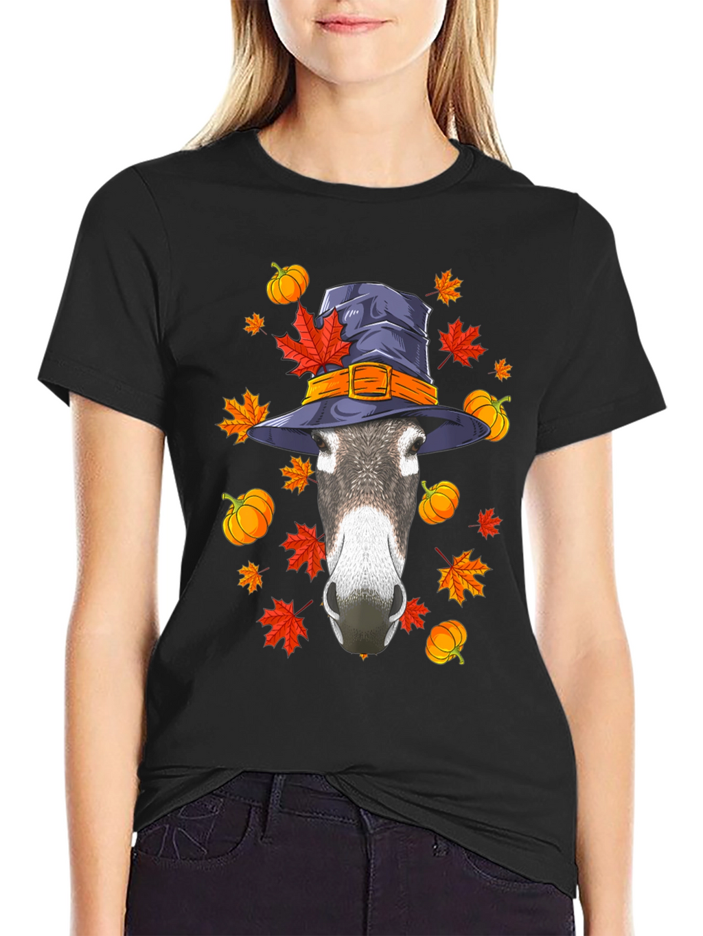 Autumn Donkey Witch Hat T-Shirt