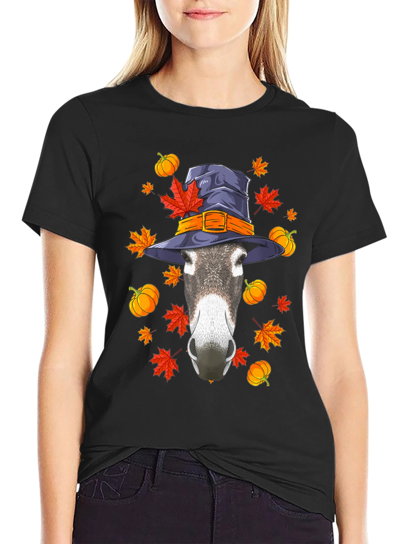 Autumn Donkey Witch Hat T-Shirt
