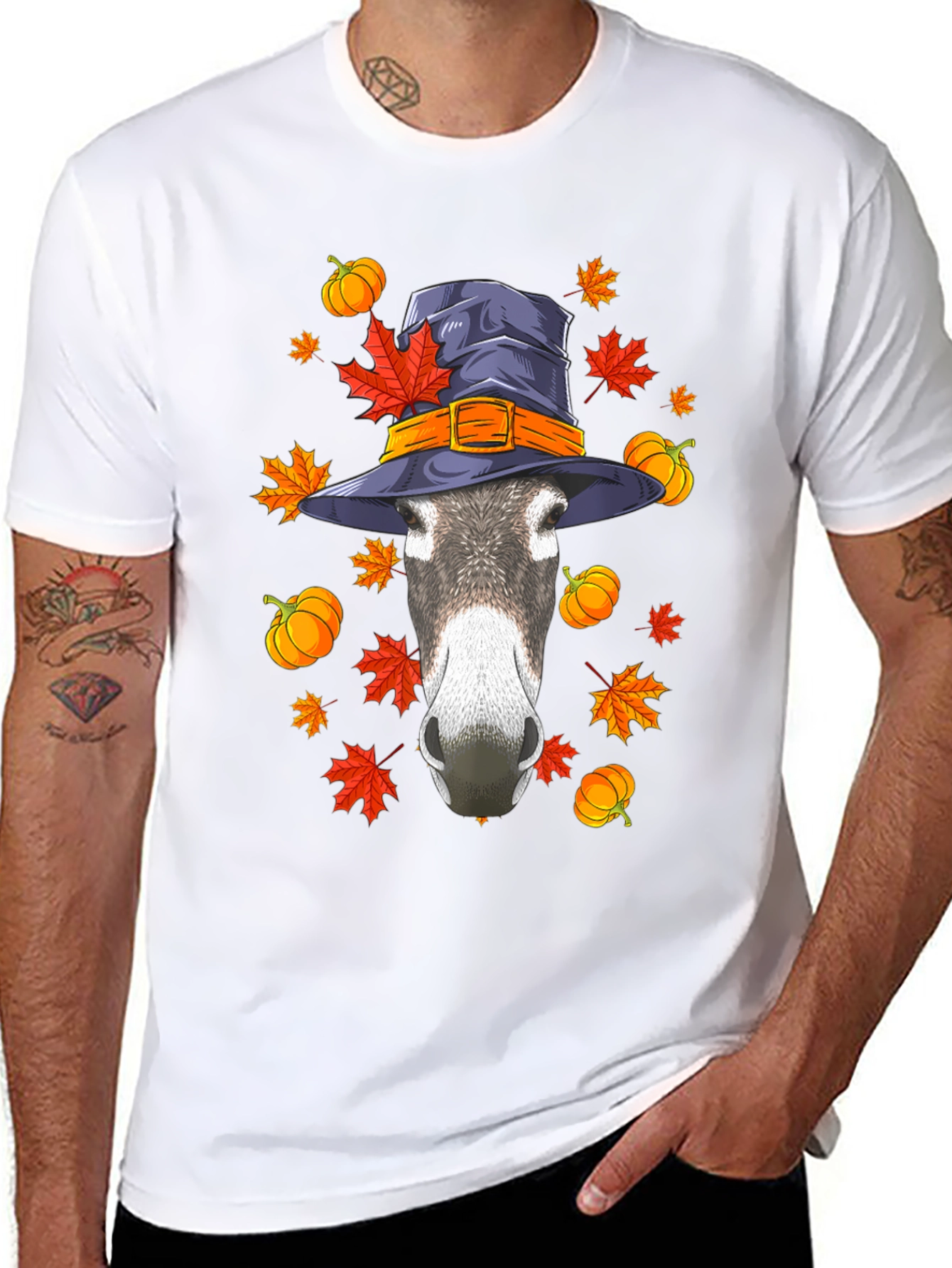 Autumn Donkey Witch Hat T-Shirt