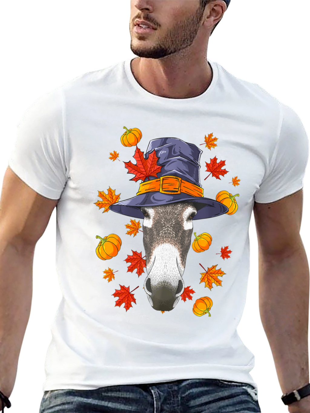 Autumn Donkey Witch Hat T-Shirt