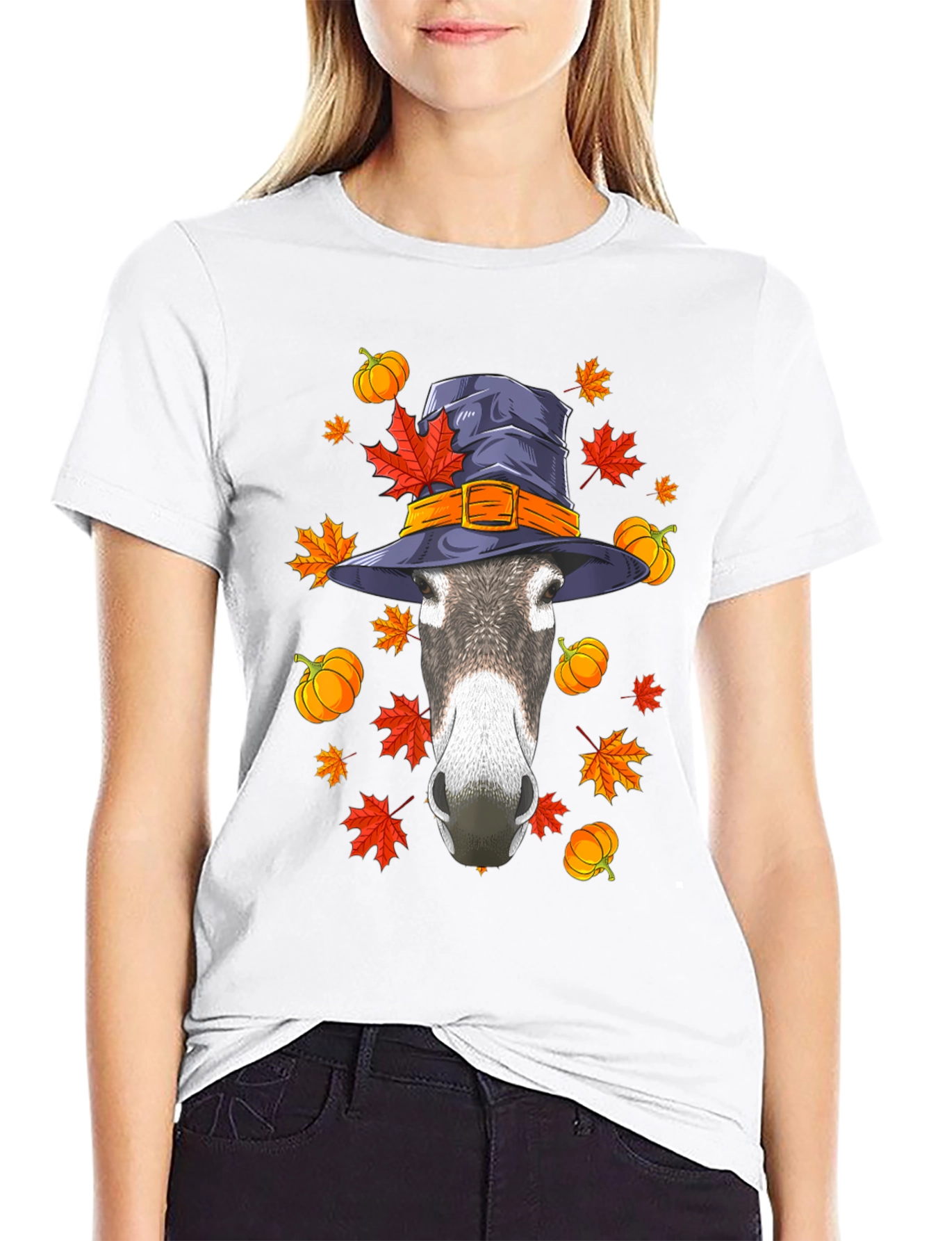 Autumn Donkey Witch Hat T-Shirt