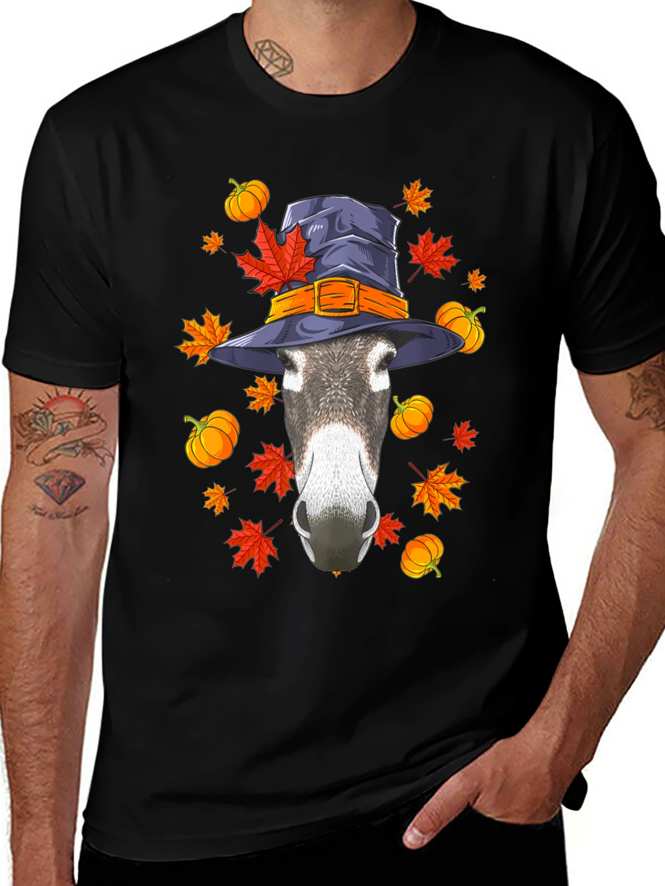 Autumn Donkey Witch Hat T-Shirt