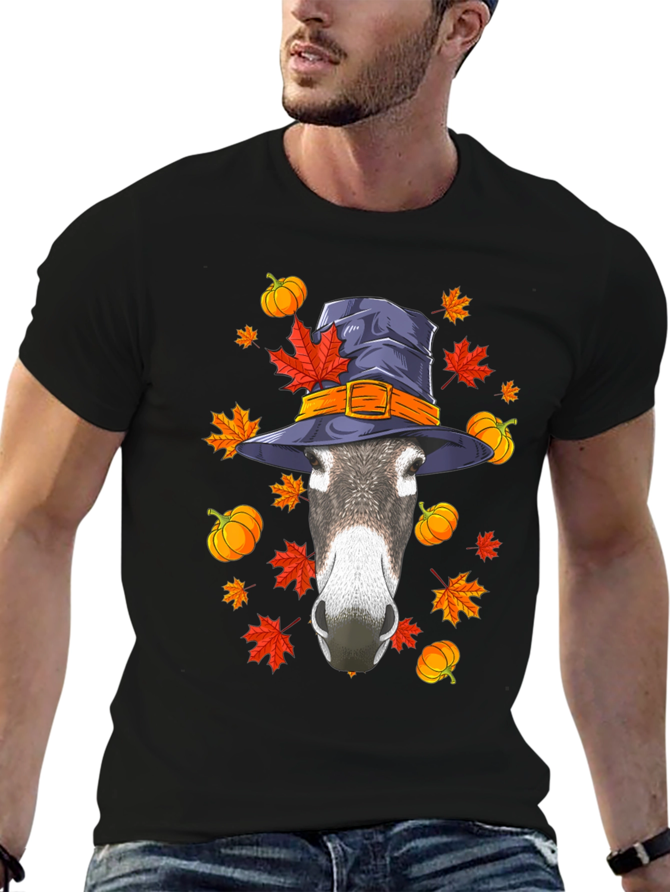 Autumn Donkey Witch Hat T-Shirt