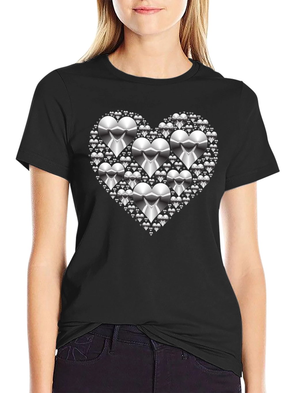 Heart of Hearts Graphic Tee - Silver Design