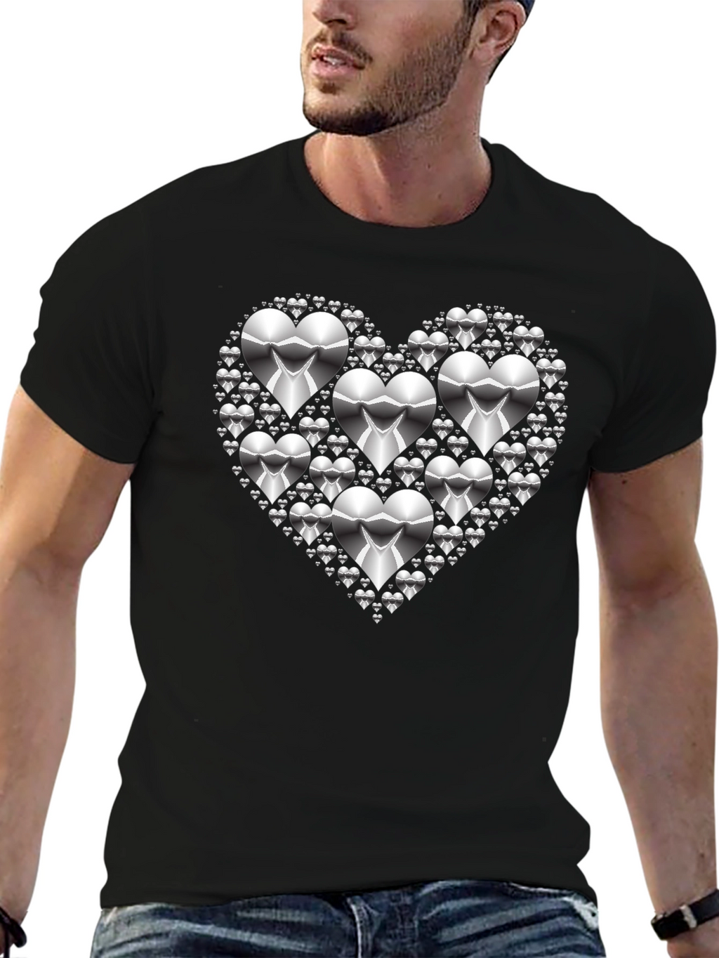 Heart of Hearts Graphic Tee - Silver Design