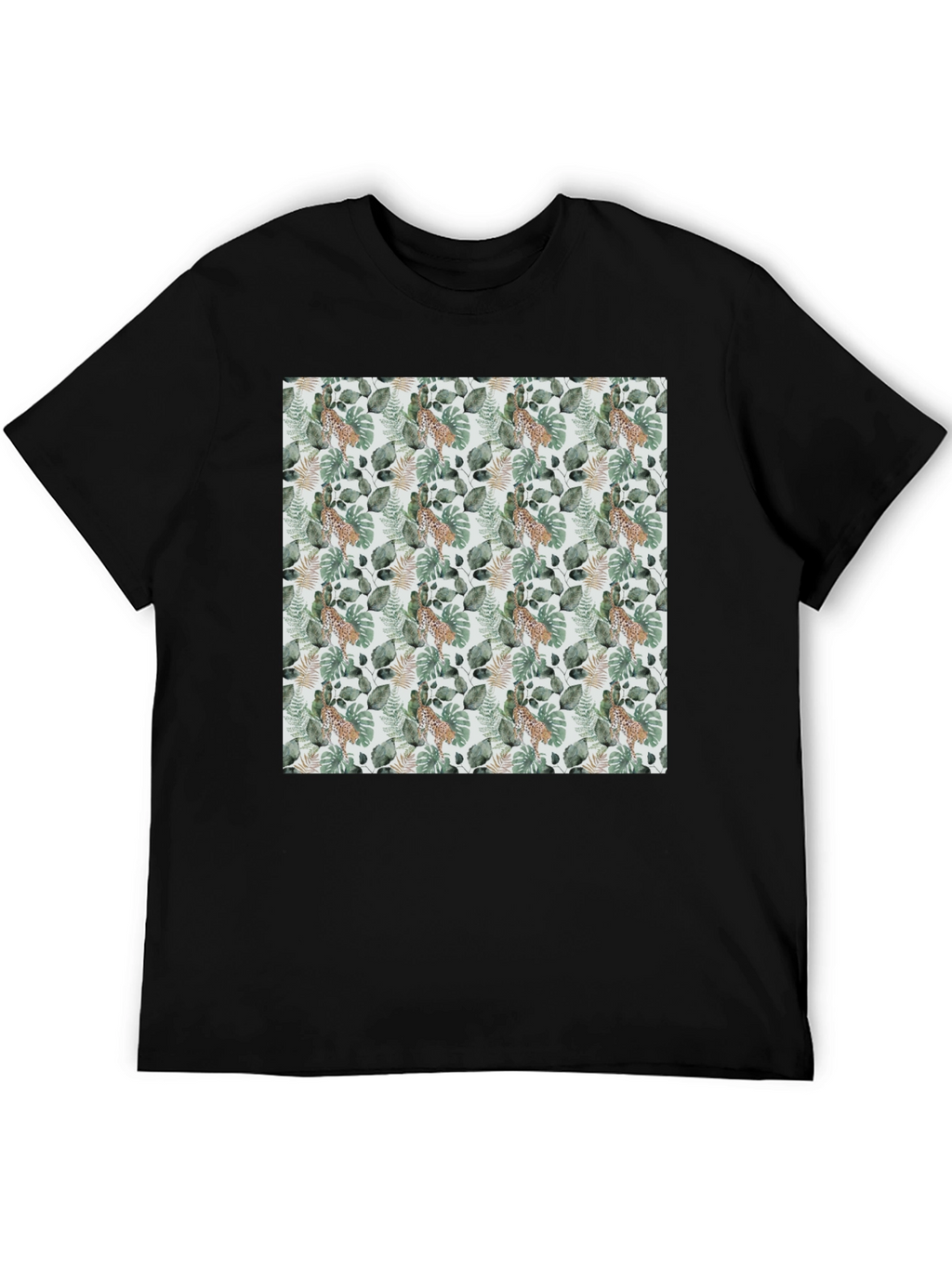 Tropical Leaves & Leopard Print Tee