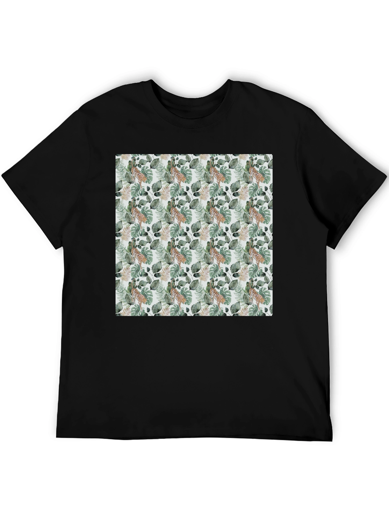 Tropical Leaves & Leopard Print Tee