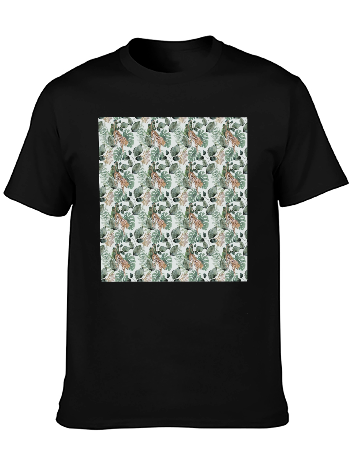Tropical Leaves & Leopard Print Tee