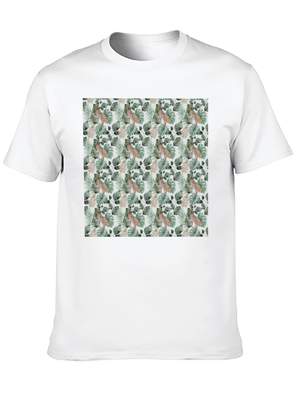Tropical Leaves & Leopard Print Tee