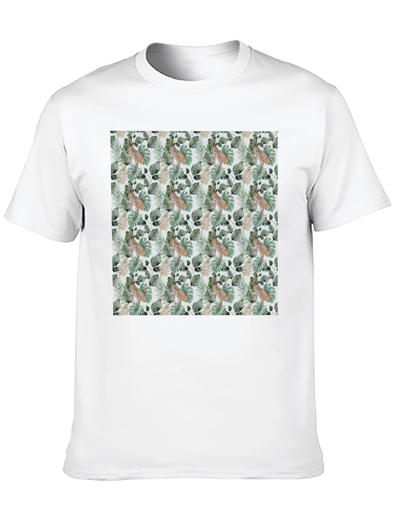 Tropical Leaves & Leopard Print Tee