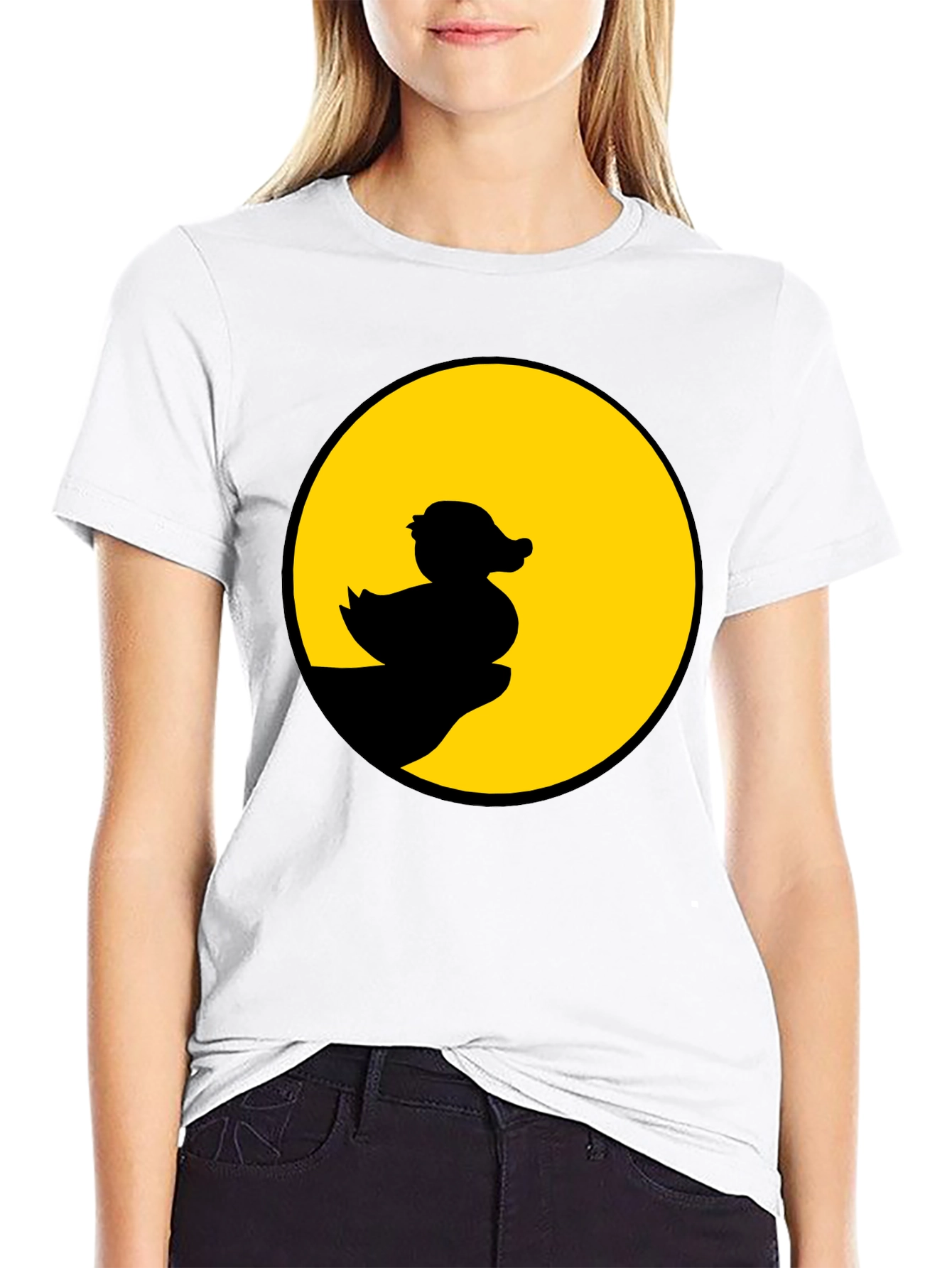 Duck Silhouette Graphic Tee - Black Cotton Casual Shirt