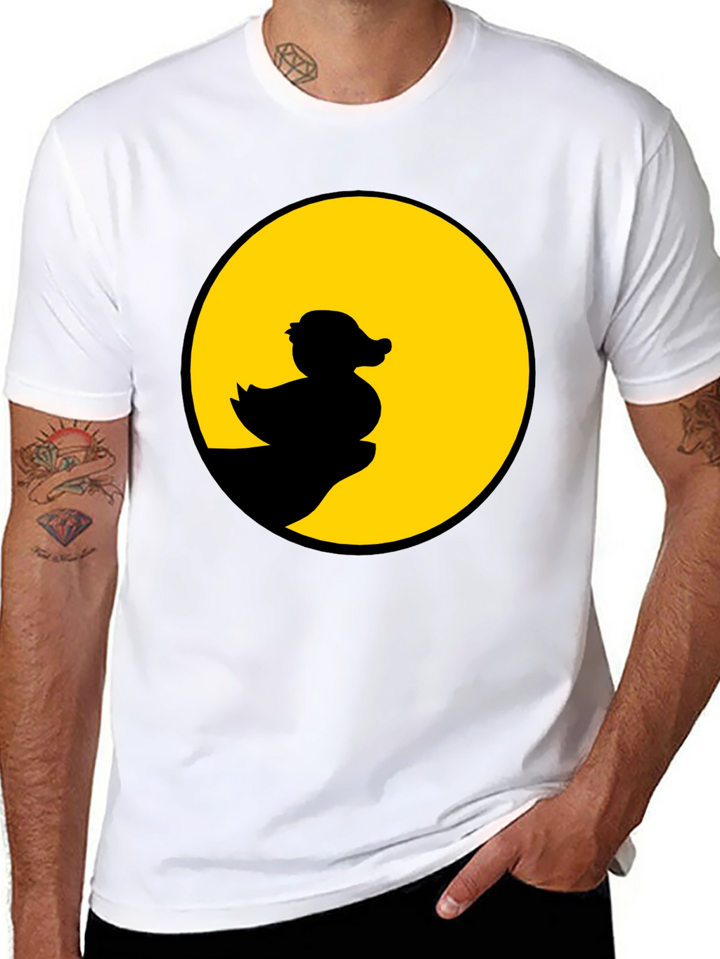Duck Silhouette Graphic Tee - Black Cotton Casual Shirt