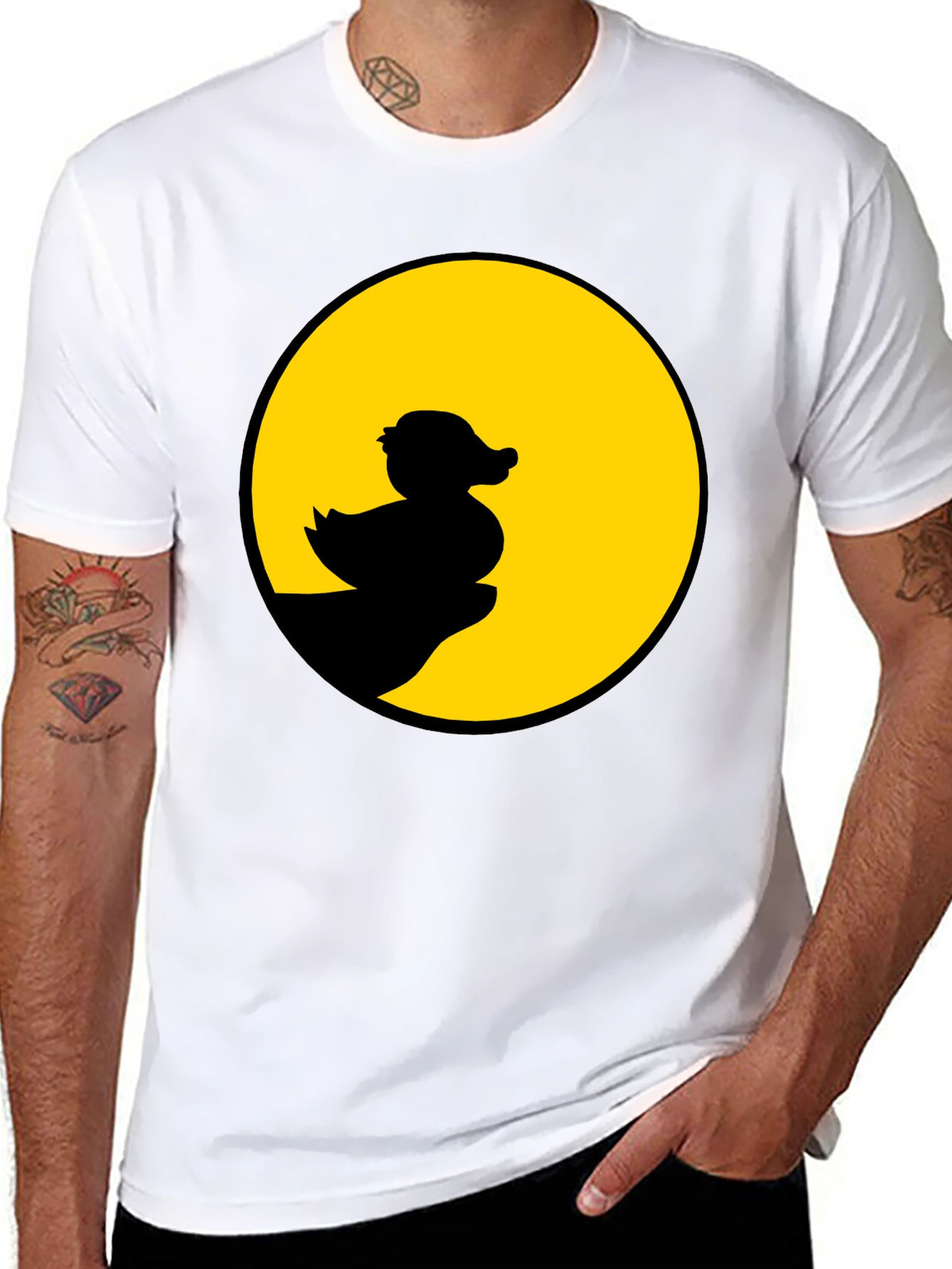 Duck Silhouette Graphic Tee - Black Cotton Casual Shirt