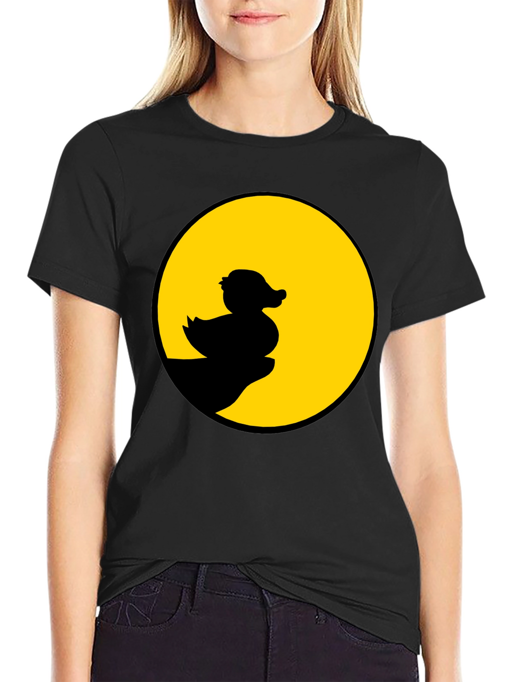 Duck Silhouette Graphic Tee - Black Cotton Casual Shirt
