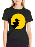 Duck Silhouette Graphic Tee - Black Cotton Casual Shirt