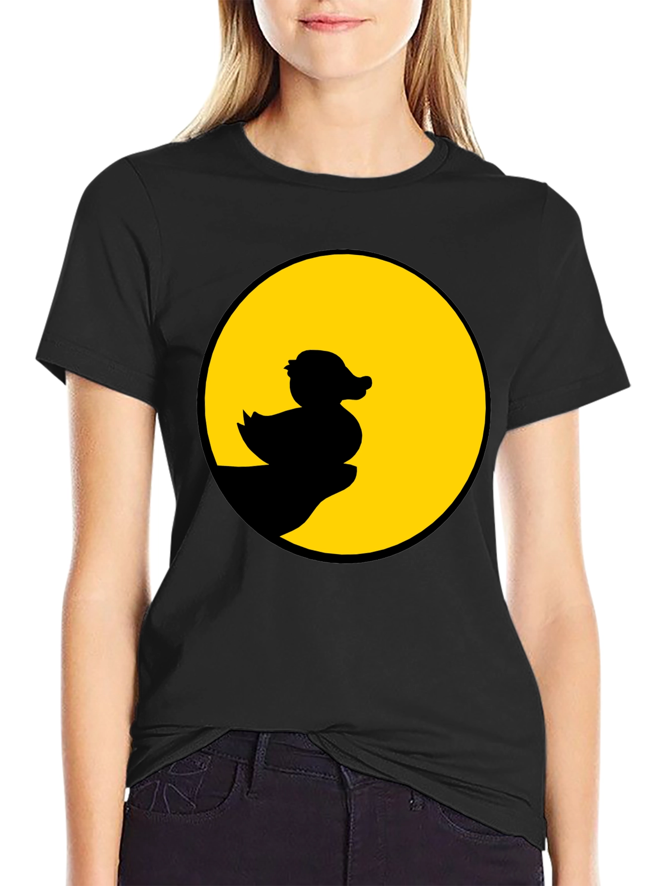Duck Silhouette Graphic Tee - Black Cotton Casual Shirt