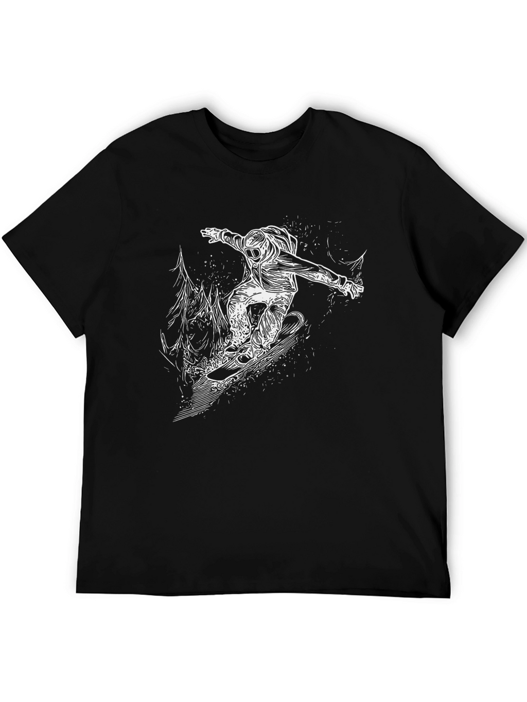 Snowboarder Graphic Tee - Black Cotton T-Shirt