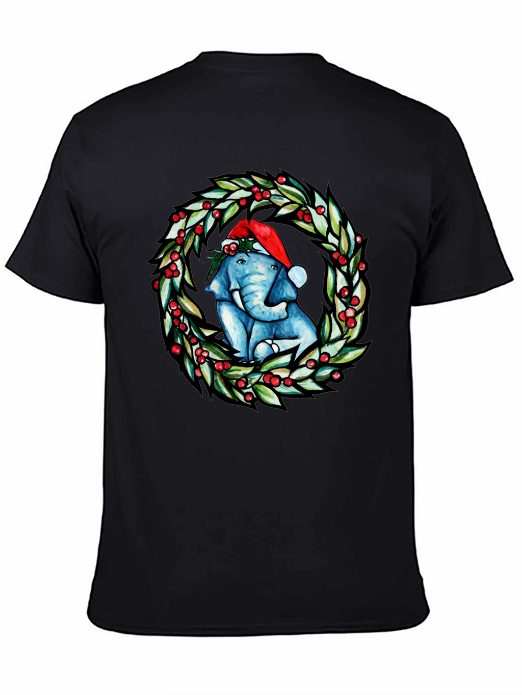 Festive Elephant Christmas Wreath T-Shirt