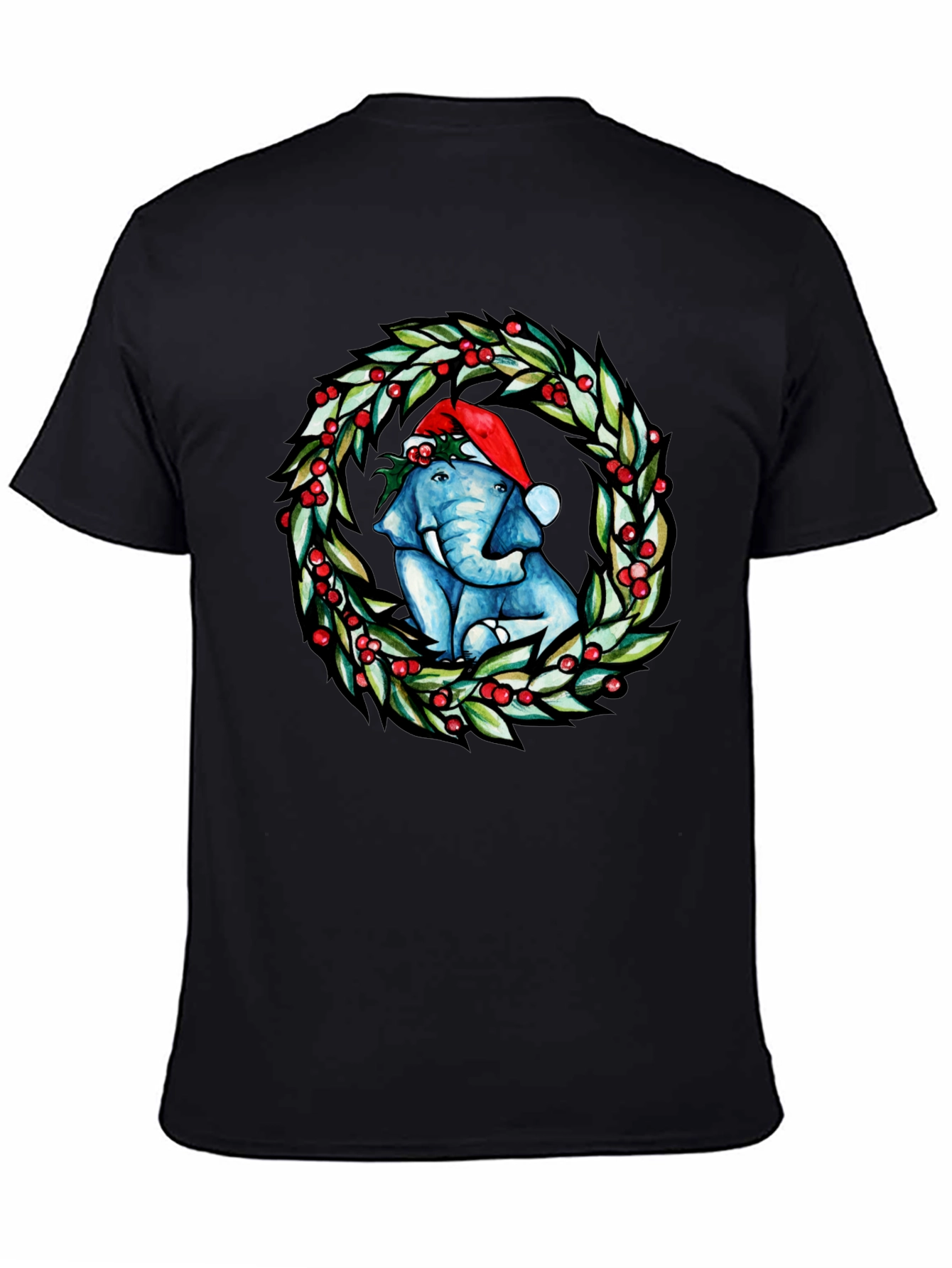 Festive Elephant Christmas Wreath T-Shirt