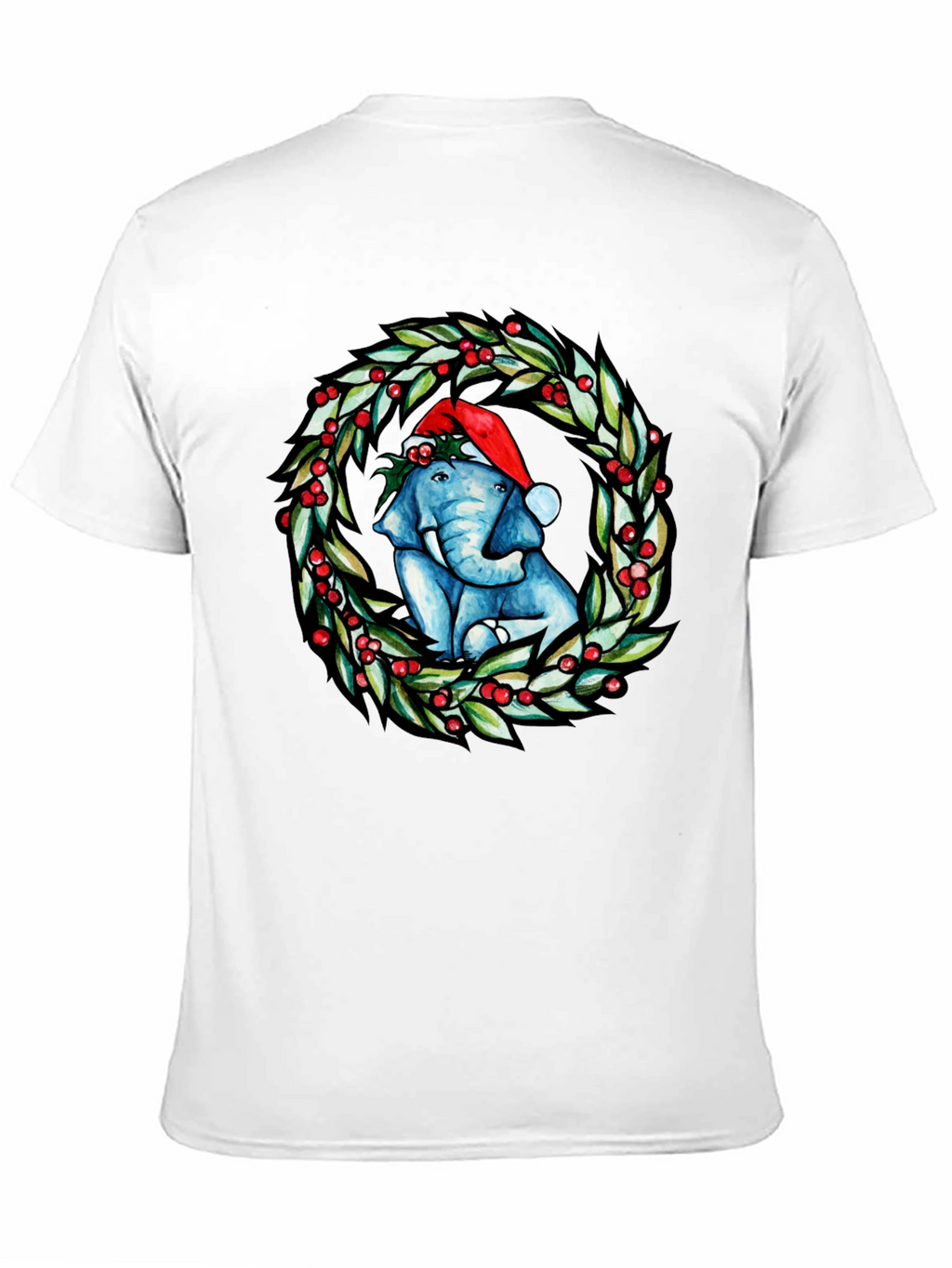 Festive Elephant Christmas Wreath T-Shirt