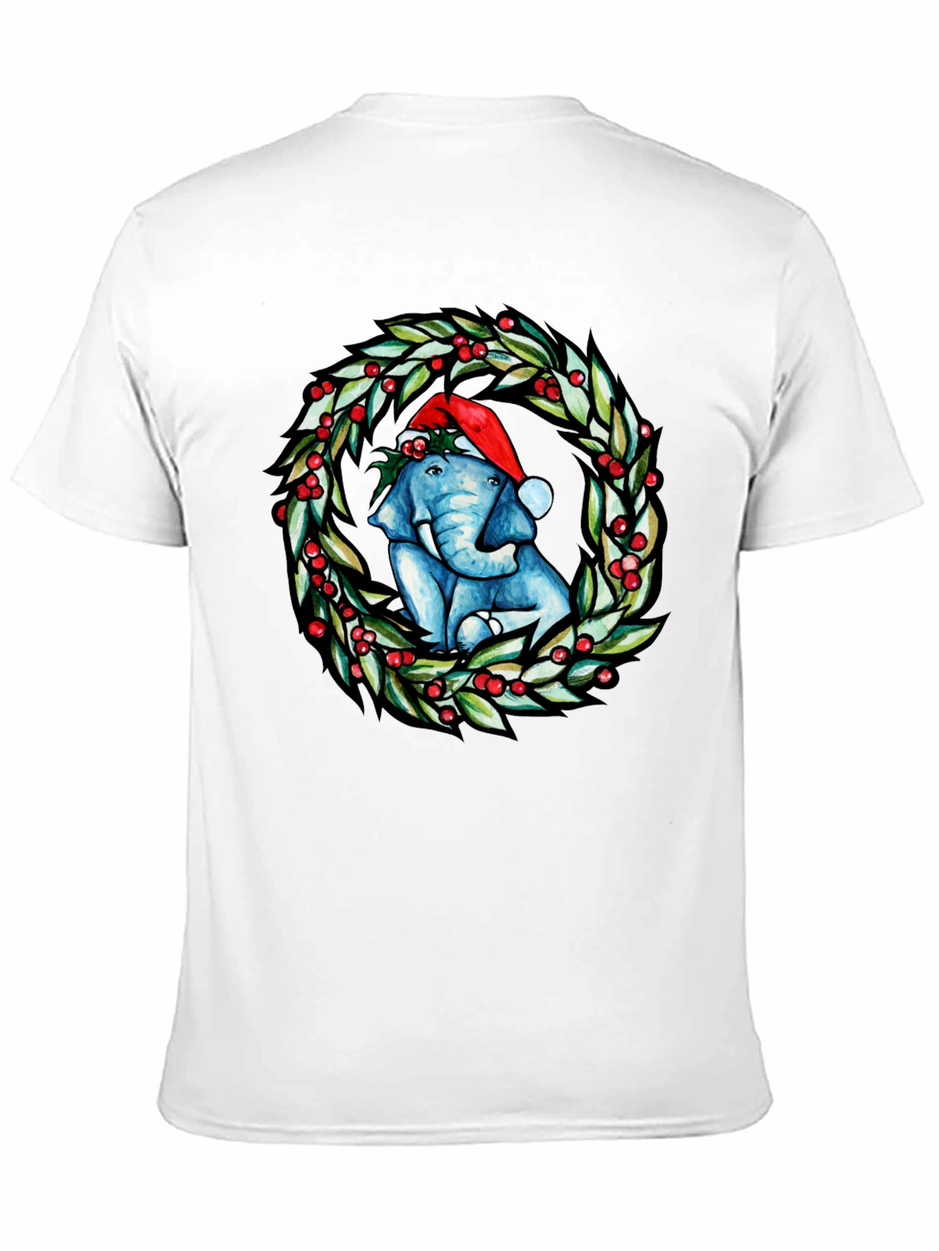 Festive Elephant Christmas Wreath T-Shirt