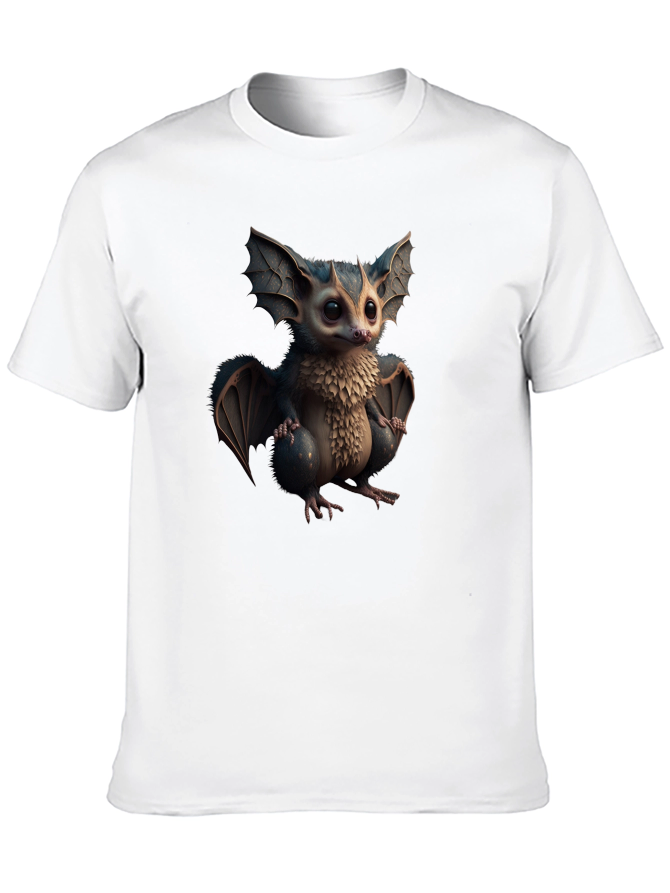 Cute Cartoon Bat Graphic Tee - Black