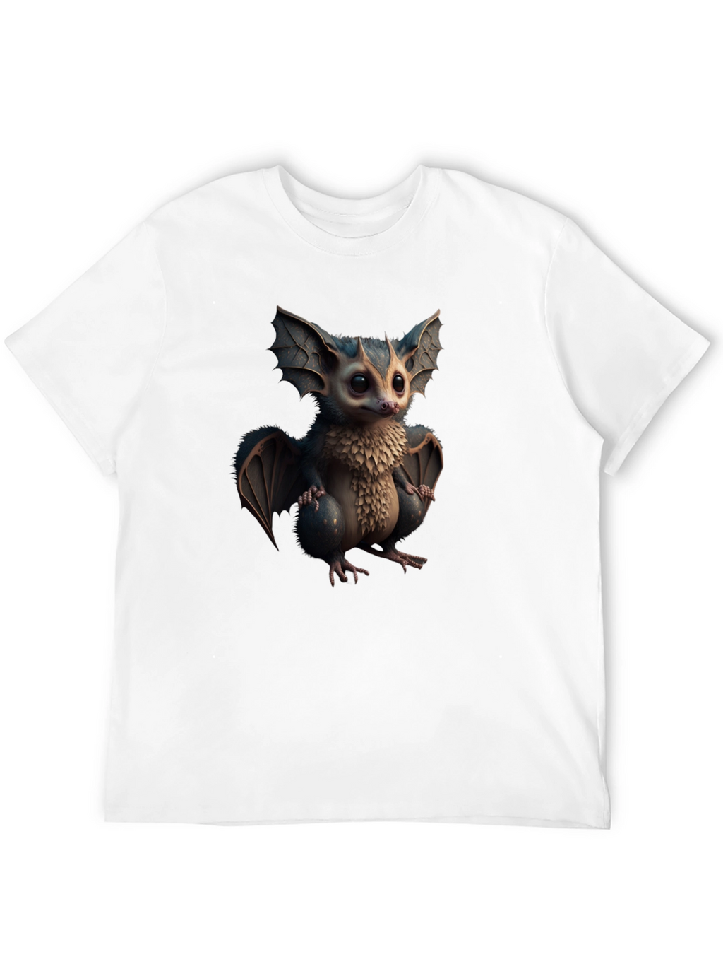 Cute Cartoon Bat Graphic Tee - Black