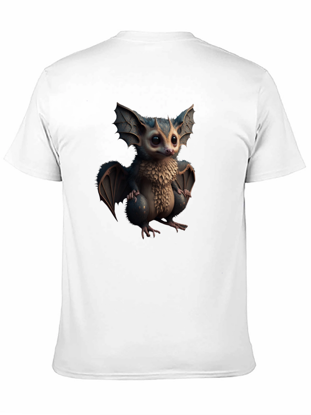 Cute Cartoon Bat Graphic Tee - Black