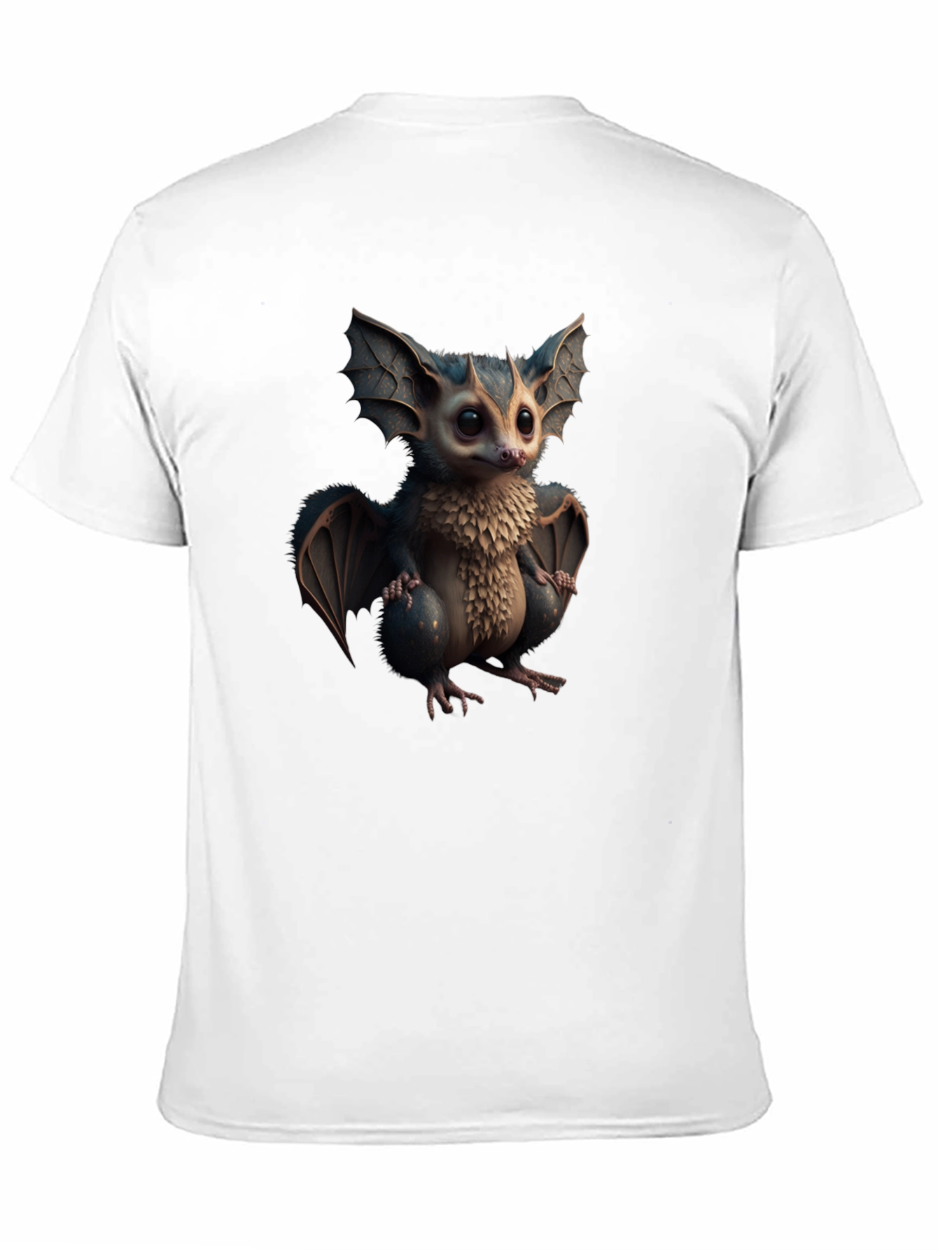 Cute Cartoon Bat Graphic Tee - Black