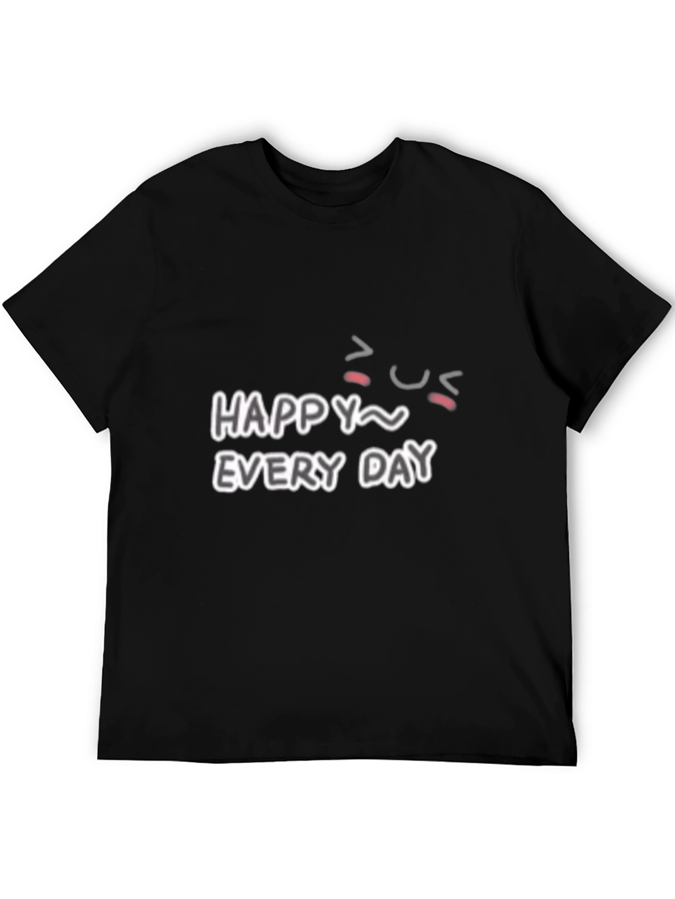Happy Every Day Graphic Tee - Black Cotton Blend