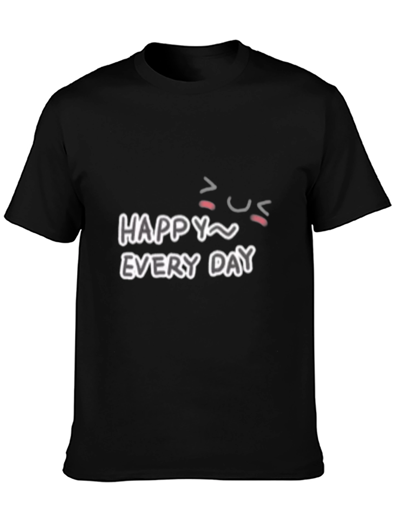Happy Every Day Graphic Tee - Black Cotton Blend