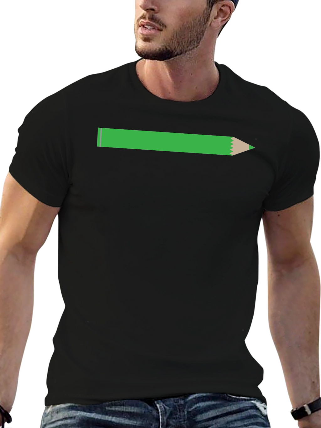 Pencil Graphic Tee - Black Cotton Casual T-Shirt