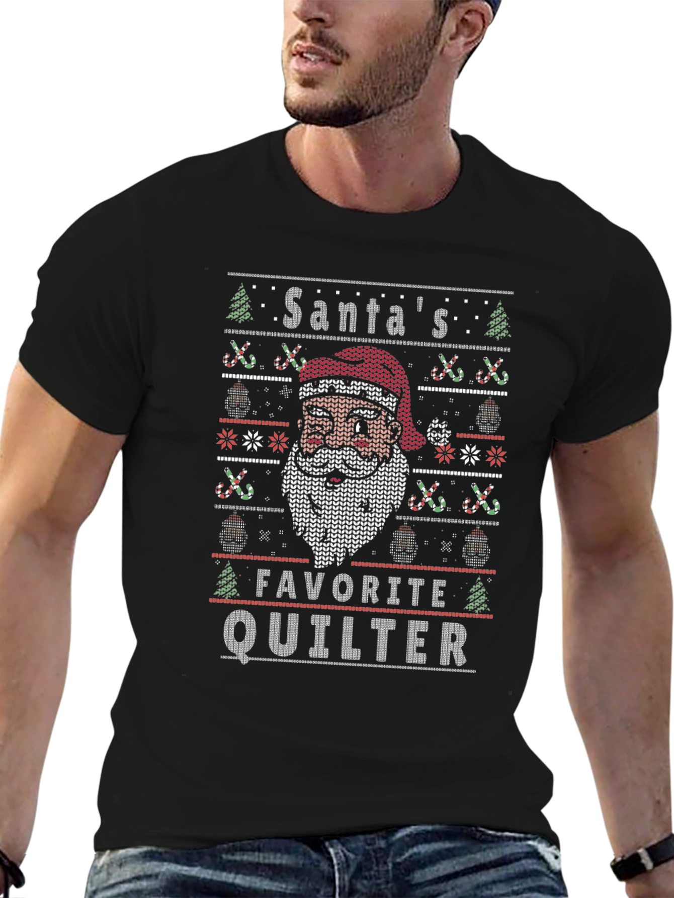 Santas Favorite Quilter Ugly Christmas Sweater T-Shirt