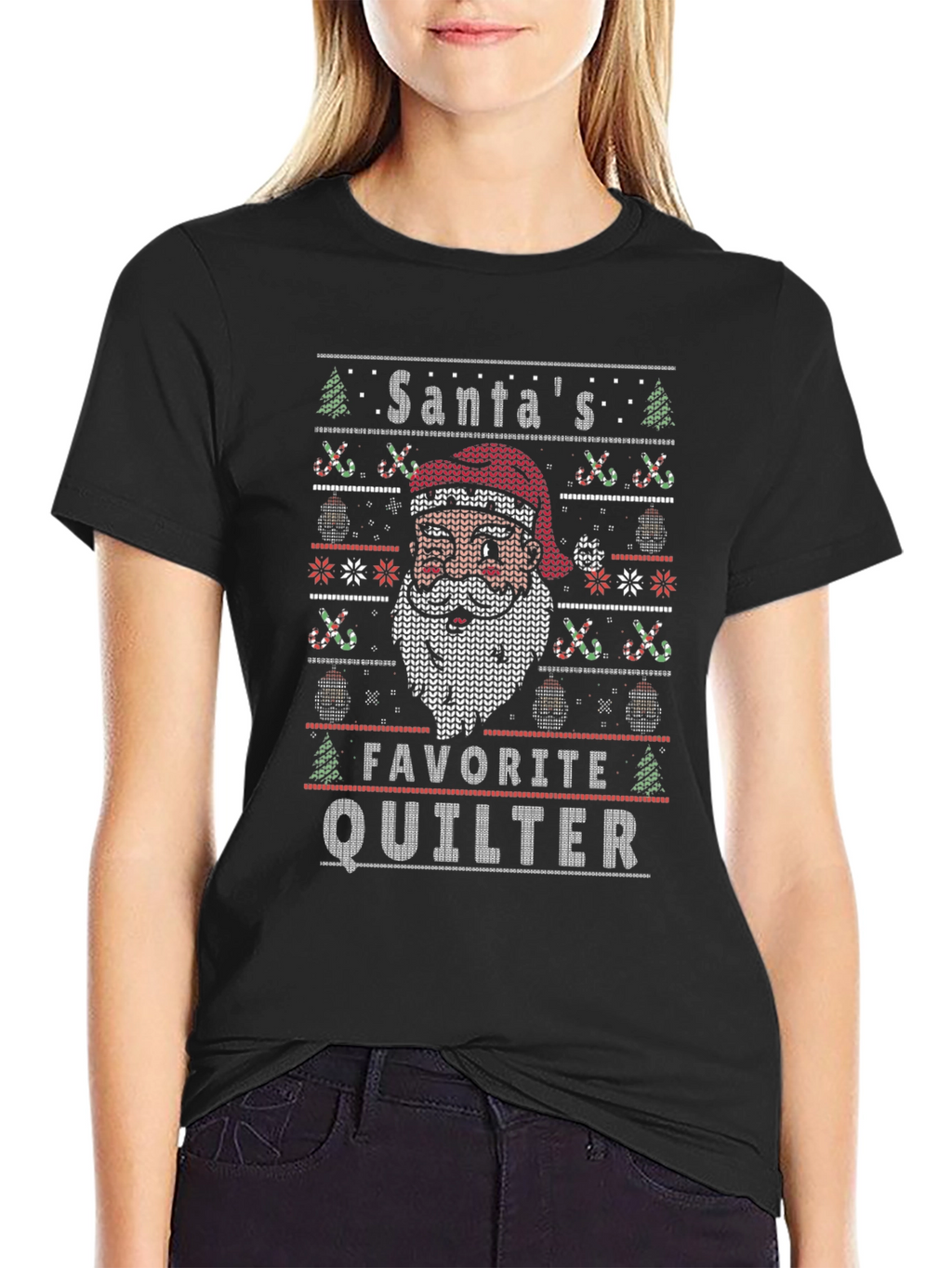 Santas Favorite Quilter Ugly Christmas Sweater T-Shirt
