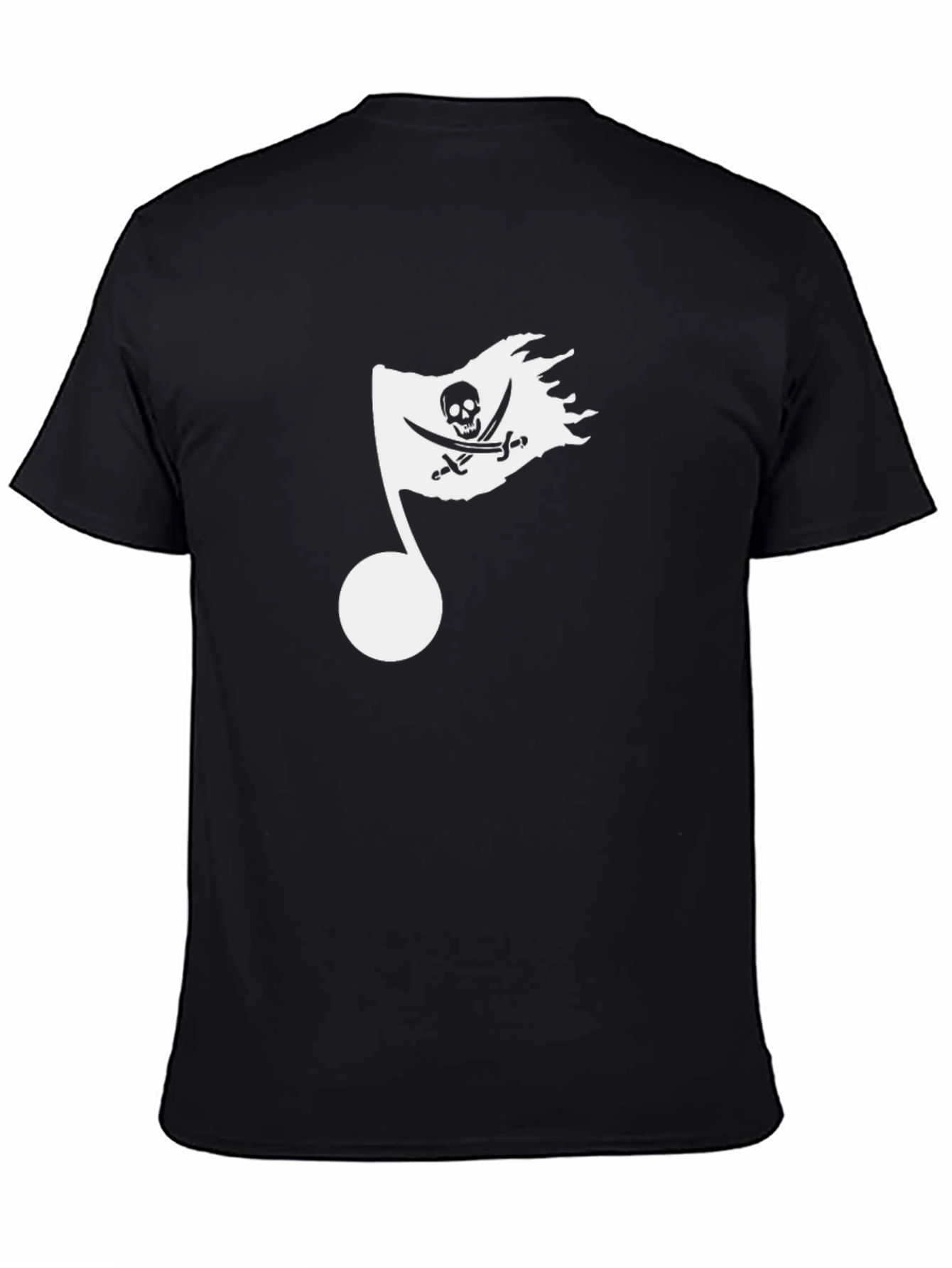 Pirate Flag Music Note Graphic Tee - Black