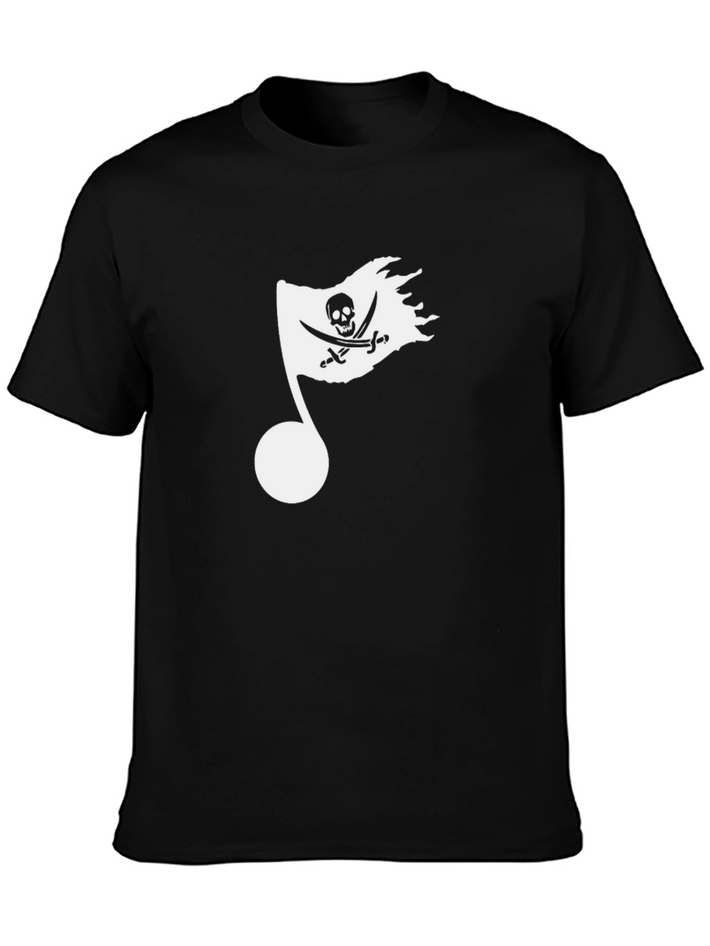 Pirate Flag Music Note Graphic Tee - Black