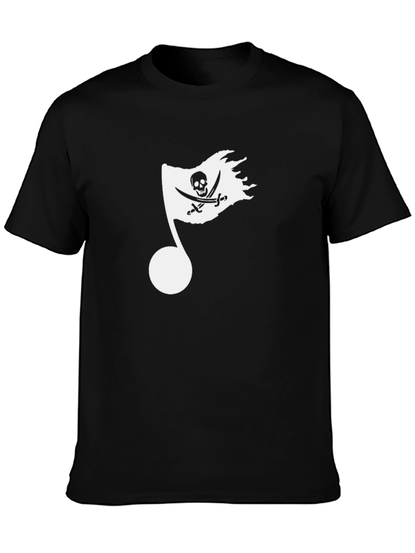 Pirate Flag Music Note Graphic Tee - Black