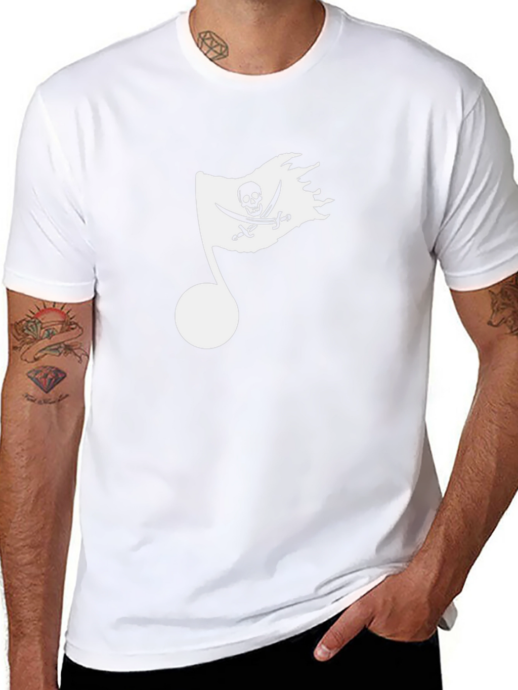 Pirate Flag Music Note Graphic Tee - Black