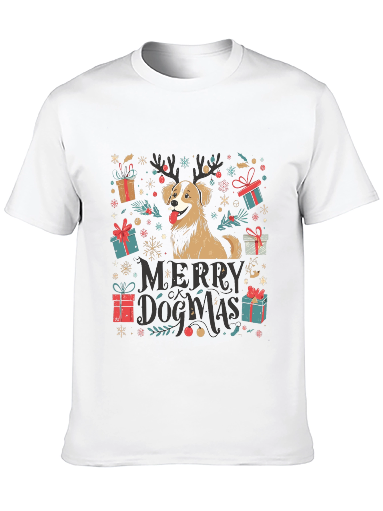 Merry Dogmas T-Shirt - Festive Christmas Dog Tee