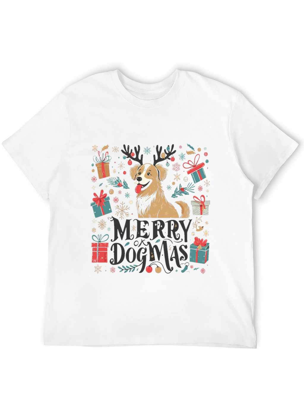 Merry Dogmas T-Shirt - Festive Christmas Dog Tee