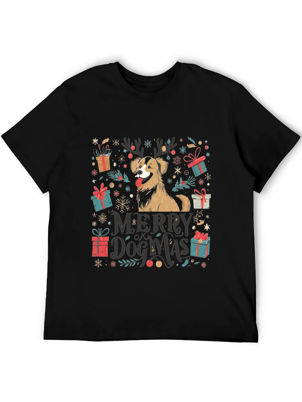 Merry Dogmas T-Shirt - Festive Christmas Dog Tee